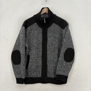 YeoKou Sweater Mens S Gray Full Zip Cashmere Wool Blend Fleece Lined Knit Cozy
